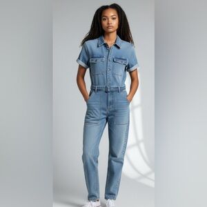 Good American Fit for Success Denim Jumpsuit NWT